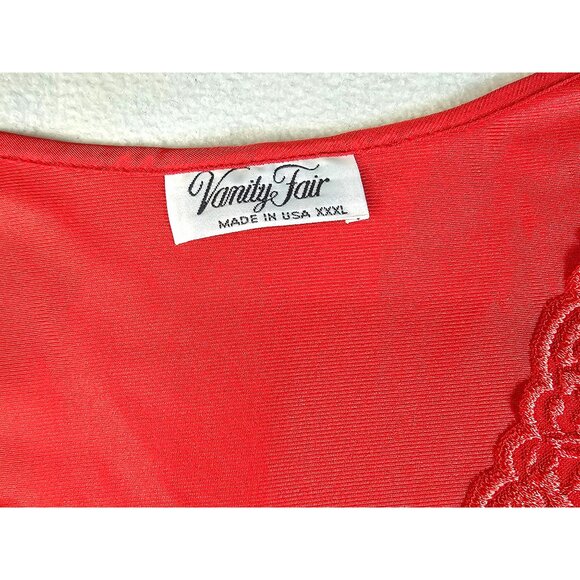 Vanity Fair Red Satin Lace Trim Nightgown XXXL Made In USA - Picture 5 of 9